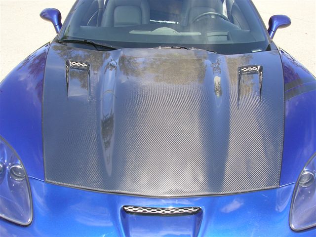 Corvette 05-13 C6 Carbon Fiber Violator Supercharger Hood, Will Not fit the Z06 engine with a Supercharger installed